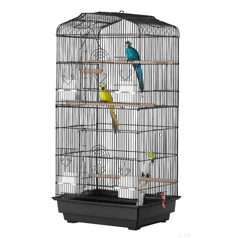 Bird Cage 41" Open Top Hanging Flight Cage for Parakeets Cockatiels Finches New