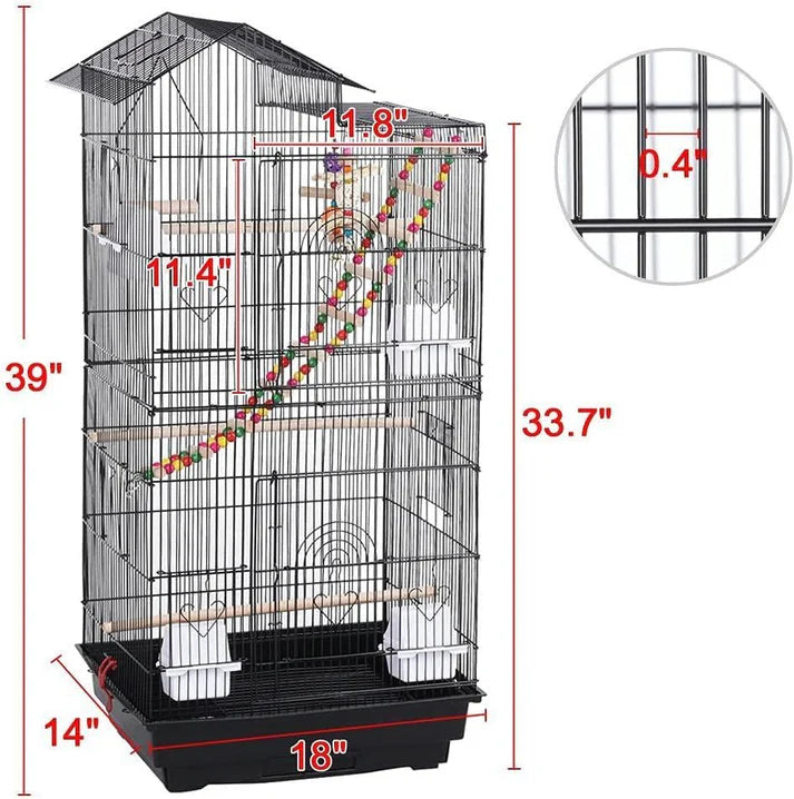 39-Inch Roof Top Large Flight Parrot Bird Cage